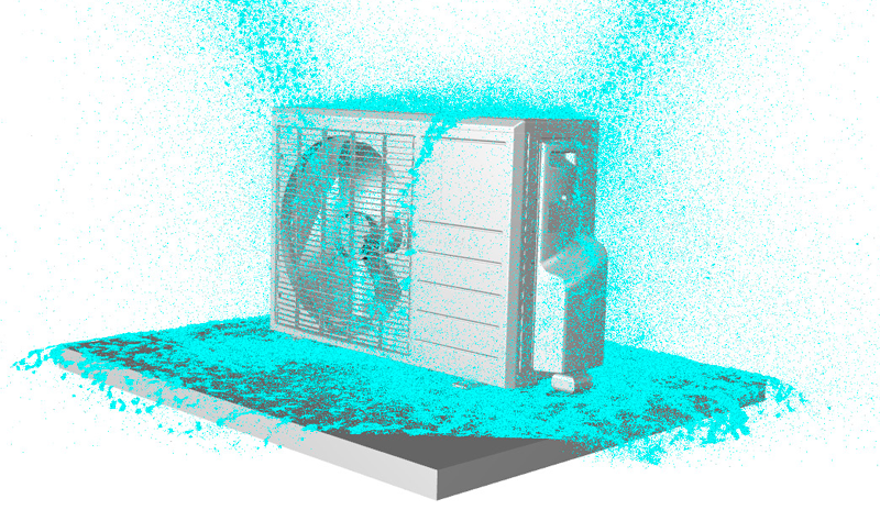 Rainfall test simulation of an air conditioner’s outdoor unit using Particleworks