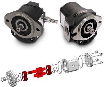 Figure 1a | Casappa POLARIS 20 external gear pump <br> Figure 1b | POLARIS 20 pump exploded view