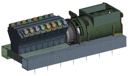 Entire GenSet model Meshed to realize Modal Analysis