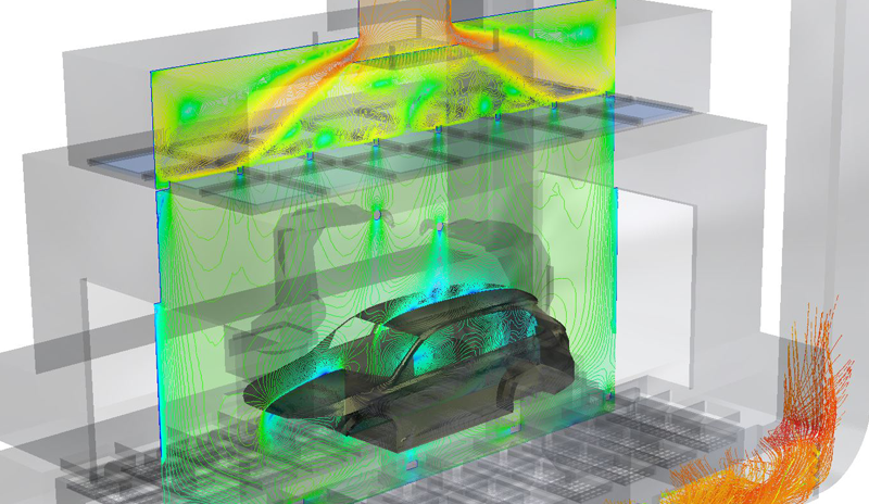 Using CFD simulation to optimize the ventilation system of a spray booth